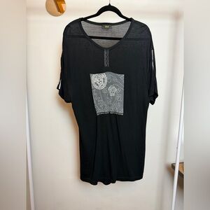 Versace Jeans Collection Black Tunic with Gray Graphic Panel